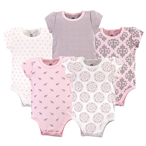 image for Yoga Sprout Unisex Baby Cotton Bodysuits, Boho Elephants Short Sleeve 