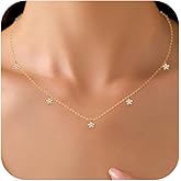 Dainty 925 Sterling Silver Leaf Necklace for Women 14K Gold Plated CZ Leaf Pendant Necklace Layered Lucky Flower Choker Necklace Trendy Chain Necklaces Jewelry To My Daughter Wedding Valentine's Day Jewelry