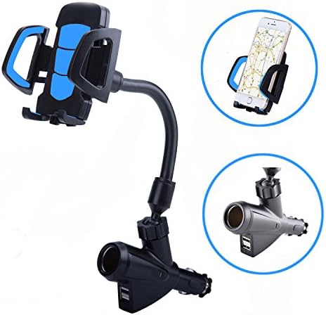 Car Mount,Leeioo Universal Car Charger Phone Holder with 5V/2.1A Dual USB Port Fit for 3.5"-7" iPhone/Samsung/HTC/Sony/Moto/LG Most Type of Smartphones (Blue car charger)