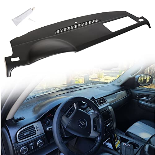 ECOTRIC - Tapa para salpicadero compatible con Chevy Silverado Avalanche Suburban Tahoe/GMC Sierra Yukon 2007-2014, panel de salpicadero moldeado sin altavoz de salpicadero, color negro
