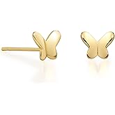 Butterfly Earrings Sterling Silver Tiny Butterfly Stud Earrings for Women Gold Minimalist Earrings Dainty Hypoallergenic Earrings for Sensitive Ears Mothers Day Gifts for Wife