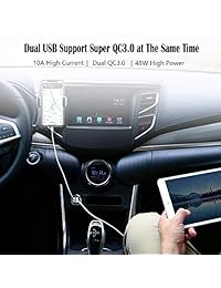 Car Charger, Dual QC 3.0 USB Car Charger, 48W 10A Aluminum Alloy Quick Charge 3.0 Car Adapter Fast Charging for iPhone Xs XS Max XR X 8 7 6s Plus, iPad Pro Air 2 Mini, Samsung Note 9 Galaxy S1