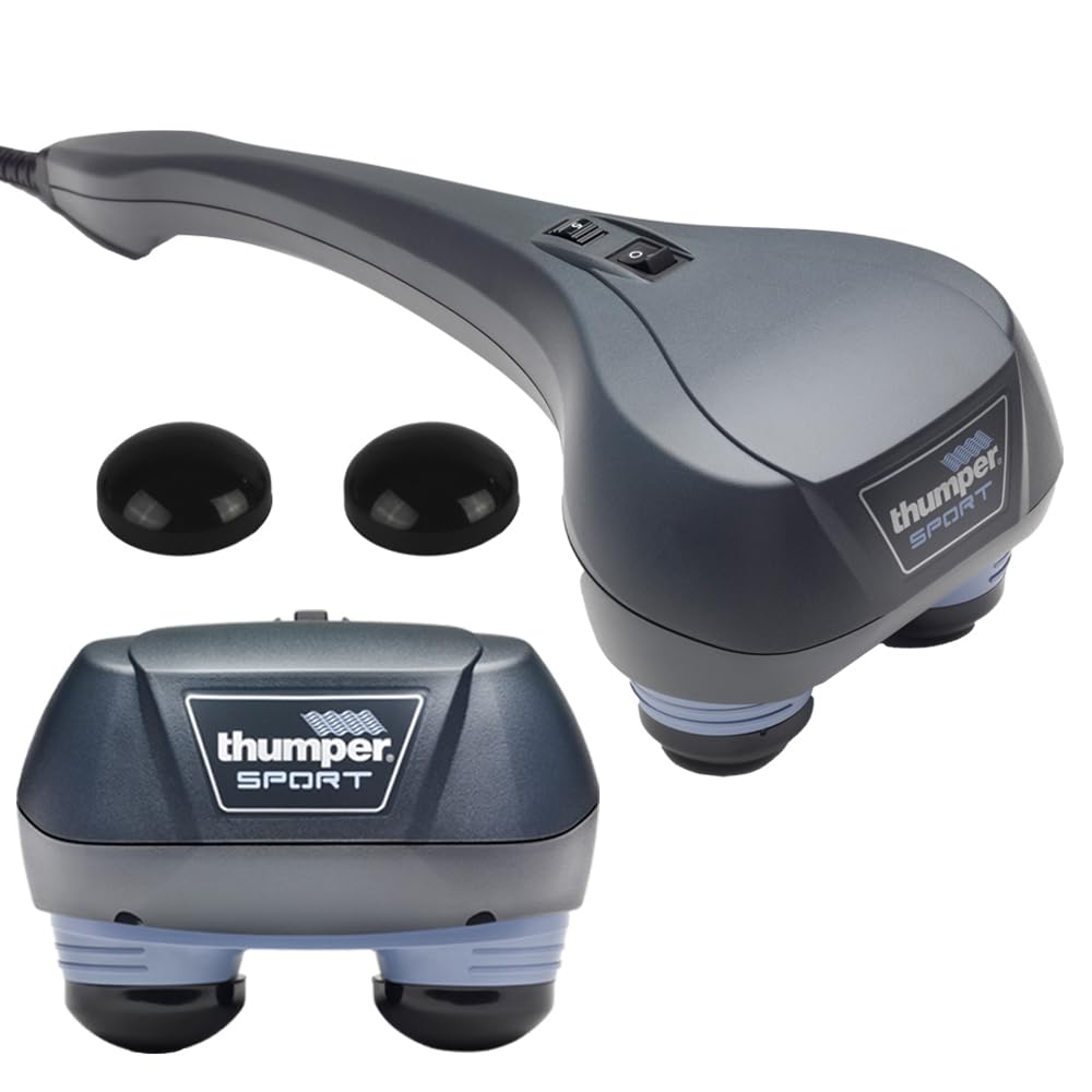 Thumper Sport Percussive Massager - Deep Tissue Massage for Muscles, Back, Shoulders, Legs, arms. Percussion Electric Handheld Massager with Long Handle and Multiple speeds. 2-Year Warranty