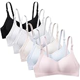 GAOIYO Teen Girls Training Bra Cotton Wire Free Adjustable Straps Breathable Bras 6 Pack