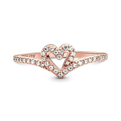 Pandora Sparkling Wishbone Heart Ring Rose Gold Ring for Women - Main Image