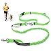 K9KONNECTION Hands Free Dog Rope Leash for Running & Walking | Durable Dual Handle & Visible Reflective Stitching | Extendable Bungee Lead & Adjustable Waist Belt | Lightweight & For All Sizes of Dogs