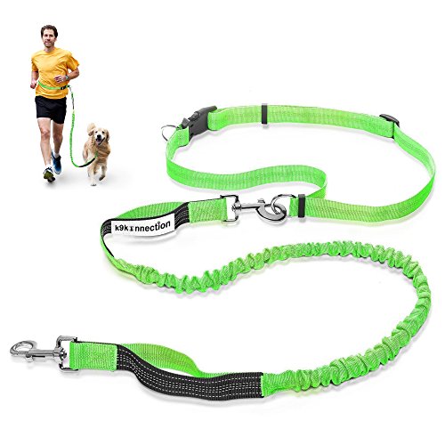 K9KONNECTION Hands Free Dog Rope Leash for Running & Walking | Durable Dual Handle & Visible Reflective Stitching | Extendable Bungee Lead & Adjustable Waist Belt | Lightweight & For All Sizes of Dogs
