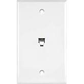 ENERLITES RJ11 Telephone Jack Wall Plate by 1-Gang, Standard Size, White, 6-Position 4-Conductor, Single Port 2-Line Support 6611-W, White