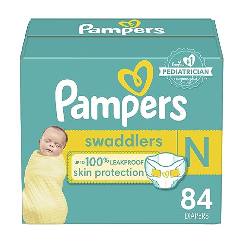 PAMPERS BABY DIAPERS – SWADDLERS – SIZE 0,...