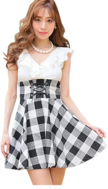 Amazon キャバ ドレス ミニ ロング フレア キャバワンピ キャバドレス 大きいサイズ パーティー ドレス ミモレ丈 セクシードレス 韓国 ワンピース セクシー キャバ嬢 ウエストスピンドル ビッグフリル バストアップ フレア ミニドレス Dsl1118 ワンピース