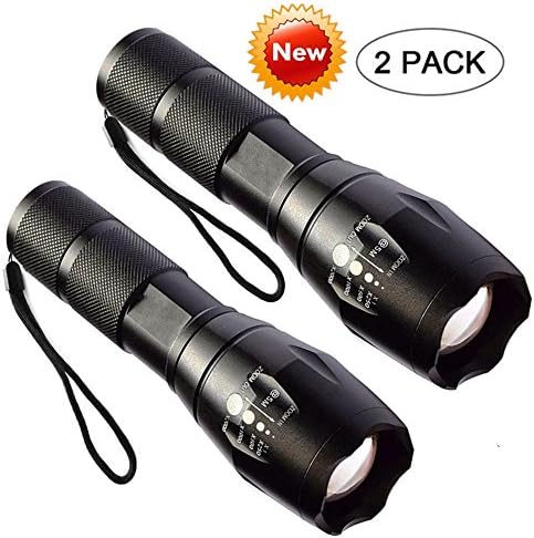 Tactical Flashlight Led 1600 Lumens,Portable Military Grade Tac Light ,Ultra Bright LED Handheld Flashlight ,Zoom Function Waterproof Torch , Best Camping, Outdoor, Emergency Flashlights (2 pack T6)
