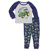 John Deere Little Boys' 2 Piece Pajama Set, Heather Grey/Navy, 5