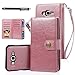 TabPow Galaxy J7 Case, 10 Card Slot - ID Slot, Button Wallet Folio PU Leather Case Cover with Detachable Magnetic Hard Case for Samsung Galaxy J7 J700 (2015) - Rose Pink