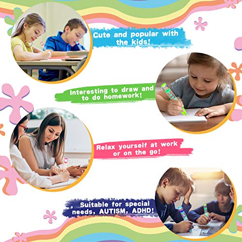 Livond Liquid Timer Pen - Retractable Ballpoint Pen with Colorful Moving Bubbles & Droplets - Relaxing Calming Fidget Sensory Writing Toy for Kids & Adults - Stress Relief - 3-Pack (Red, Green, Blue)