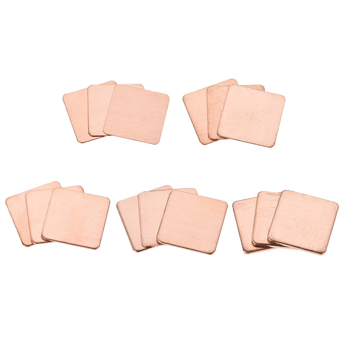 sourcing map Flat IC Chipset Thermal Copper Heatsink for CPU GPU RAM 20 x 20mm with Thickness 0.3/0.5/0.8/1.0/1.5mm Total 15pcs