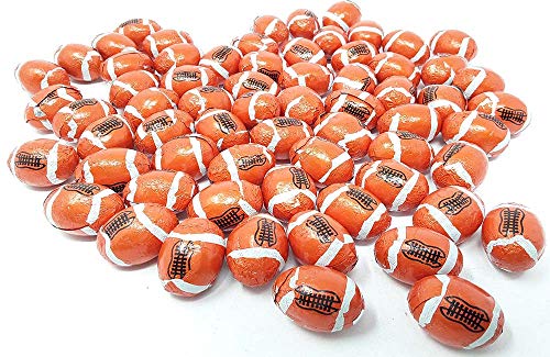 Madelaine Premium Milk Chocolate Footballs Wrapped In Italian Foil - Super Bowl Party Favor Candy (1 LB)
