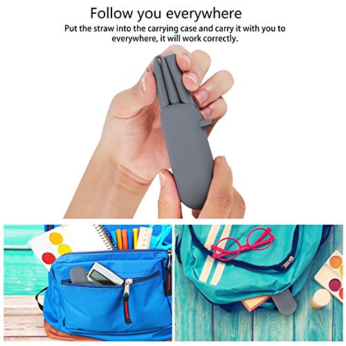 Sunseeke Silicone Straws Set - Odorless, 12 Standard Reusable Drinking Straws, 4 Carry Pouch, 2 Clea - //coolthings.us