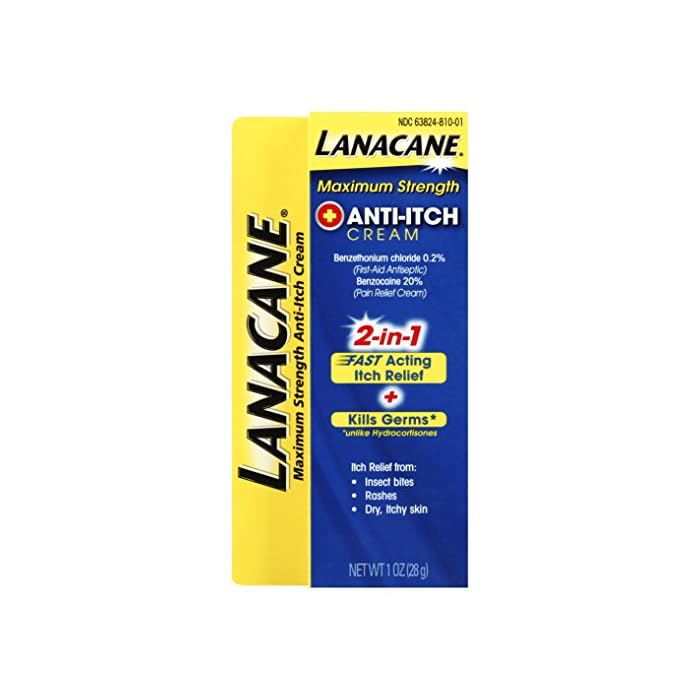 Lanacane Maximum Strength Anti-itch Cream, 1 oz., 2in1 Fast Acting Itch Relief and Kills Germs