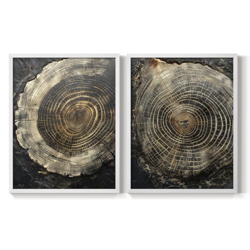 Renditions Gallery Set of 2 Peel & Stick Framed Prints, Abstract Wall Art, Blac…