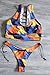 tengweng Women's African Print Two Piece Lace Up Bikini Set High Cut Thong Swimsuit S BQB03