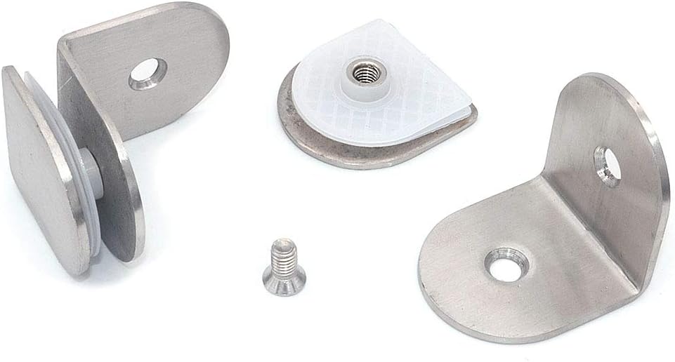 NUZAMAS Set of 8 Stainless Steel 90 Degree Glass Clamp Brackets, Wall Mounted, 8-12MM Thickness Glass Panel, Brushed Silver Finish - Image 4