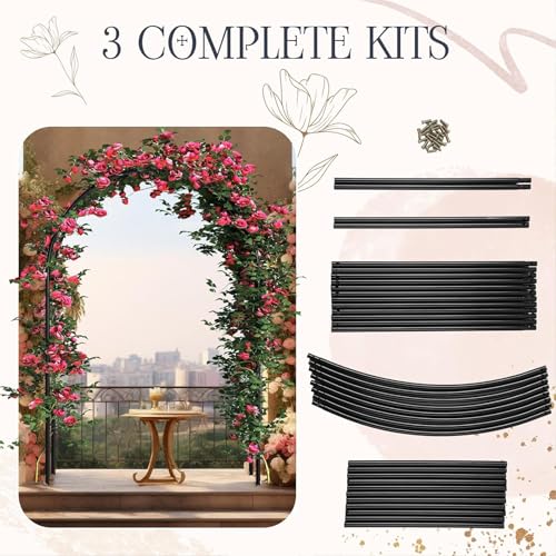 MANYUK Black Metal Pergola Arbor, Metal Arch Frame, Garden Arch Trellis for Various Climbing Plants Wedding Garden Arch Bridal Party Decoration