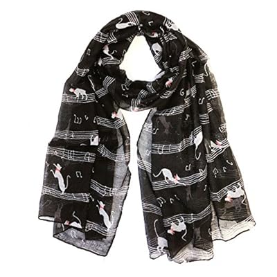 Wrapables Lightweight Cats and Musical Notes Long Scarf Wrapables Lightweight Cats and Musical Notes Long Scarf