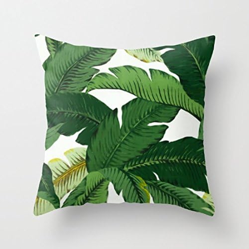 Sofapartner Banana Leaves Canvas Throw Pillow Covers 16"x 16"