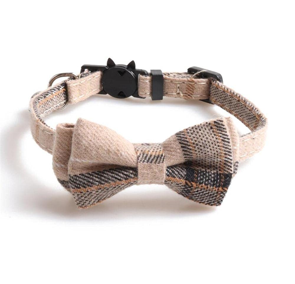 DUORUIMI Cat Collar with Bell Bow Tie Safety Quick Release Adjustable for Pets Kitten Plaid Pattern — image 1
