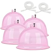 weiwei Buttock Vacuum Therapy Cups,180ml & 210ml XL Butt Shape Suction Cups (8.4 inch & 7.2 inch Diameter) Vacuum Cupping Machine Accessories with Y Hose for Buttock Lift,Body Massage (Pink-2) Pairs