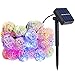 DecorNova 20 Feet 30-LED Rattan Ball Solar String Lights Outdoor,Multi Color