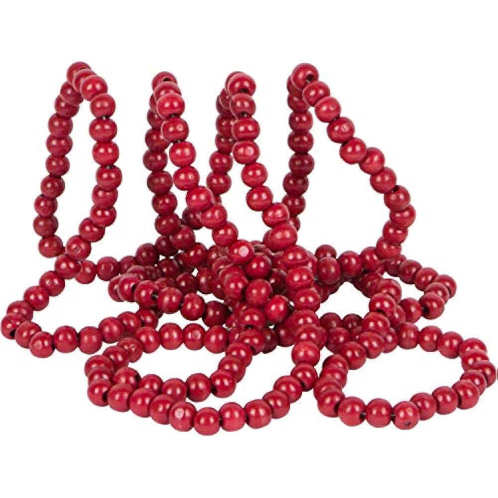 Vintage Style Wooden Cranberry Bead Garland Christmas Tree Holiday