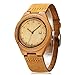 CUCOL Wooden Watch for Men Fashion Casual Watch Brown Cowhide Leather Strap Wood Watch with Box (date)