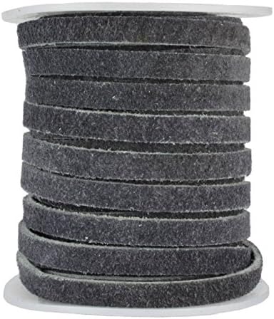 Genuine Flat Suede Leather Cord, 10 Meter Spool, 5.0 millimeter Gray