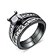 Herinos Black Square Cubic Zirconia Black Gold Copper Promise Engagement Stackable Rings Set for Women Size 5-9