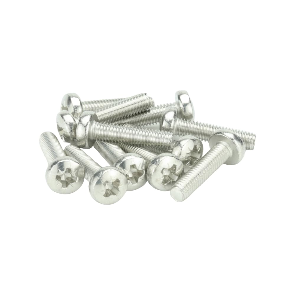 M8 (8mm x 25mm) Pozi Pan Head Machine Screws - BZP Steel (Pack of 10)
