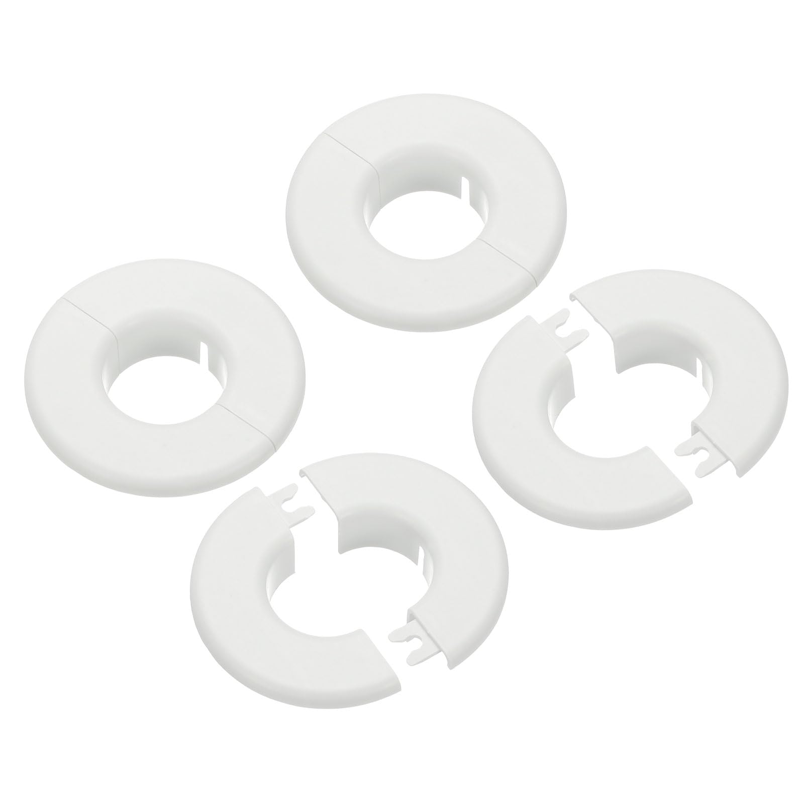 Photo 1 of PATIKIL Wall Split Flange 1.5" (37mm), 4 Pcs Round Detachable Escutcheon Plate Buckles Water Pipe Cover for Kitchen Bathroom Air Conditioner Arm Pipe Faucet Decoration, White