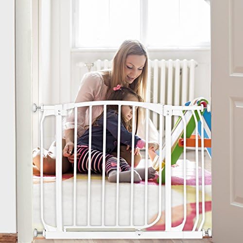 Walk Thru Safety Gate with Wall Mounting Kits by Boyoo, 28"-39.7" Wide with Extension 28.7" High