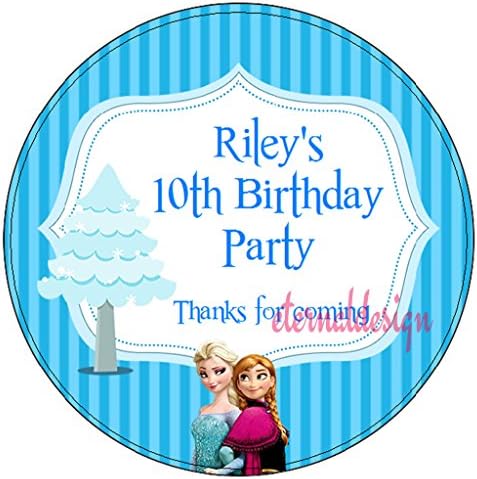 Pack of 24 Disney Frozen Personalised Circle Stickers with Glossy Finish KBCS098