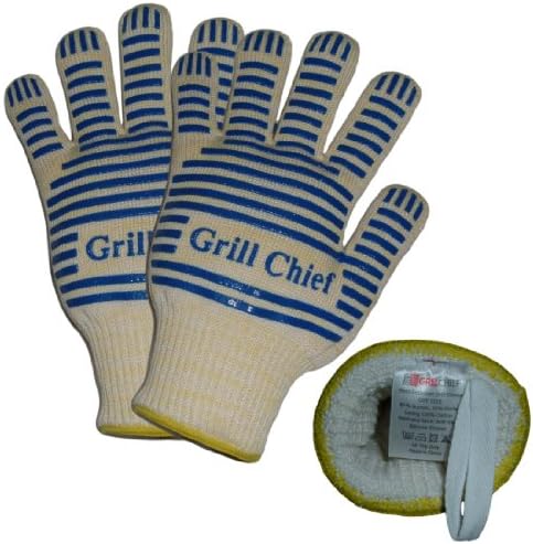 GrillChief Heat Resistant Gloves - Premium Quality Fire and Flame Resistant Mitt For Barbecues, Kitchen, Oven, Cooking, Insulated by Nomex and Kevlar Fibers, Heatproof with Non Slip Silicone Pads