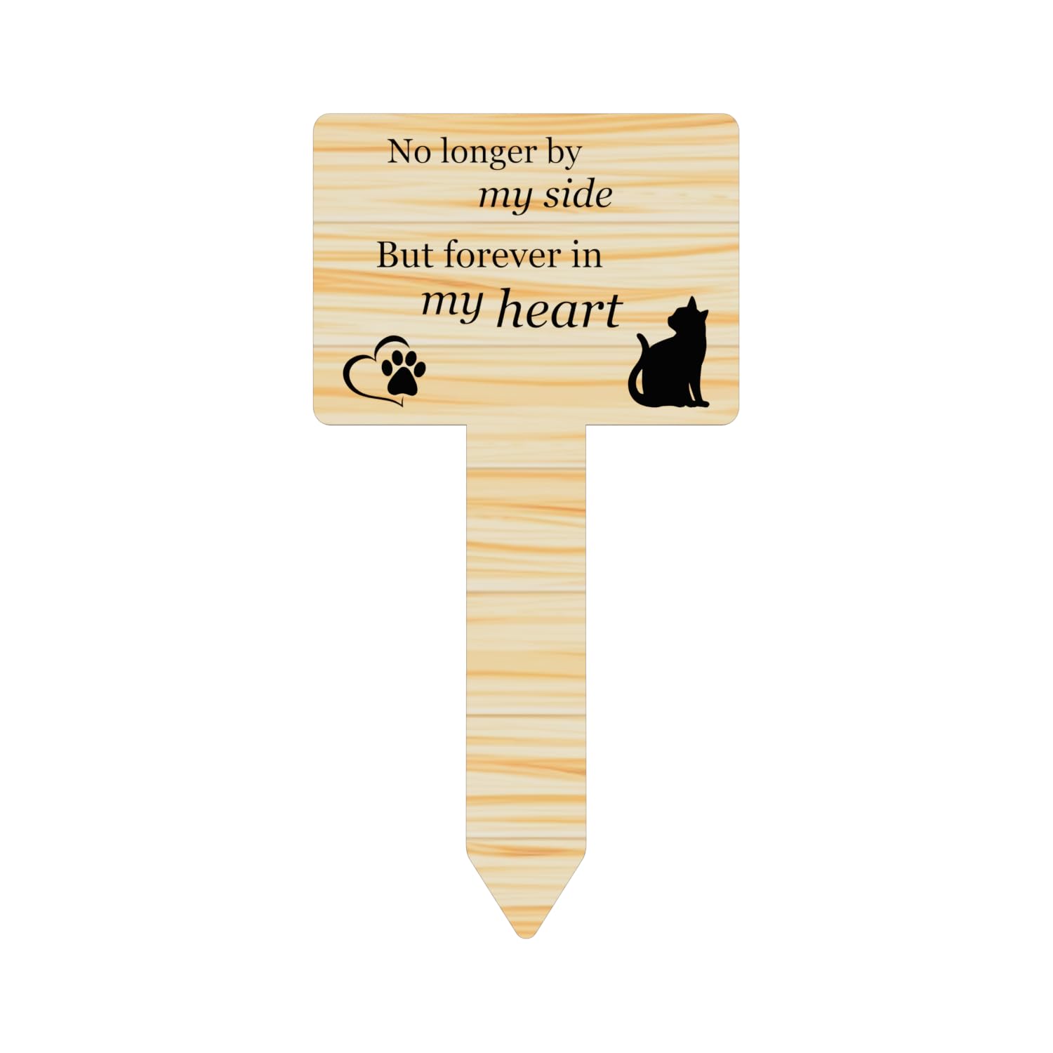 Cat Memorial Remembrance Plaque with Ground Stake - Perfect pet tribute with a choice of remembrance poems. Waterproof and hardwearing. Shipped Globally. (Forever Heart)