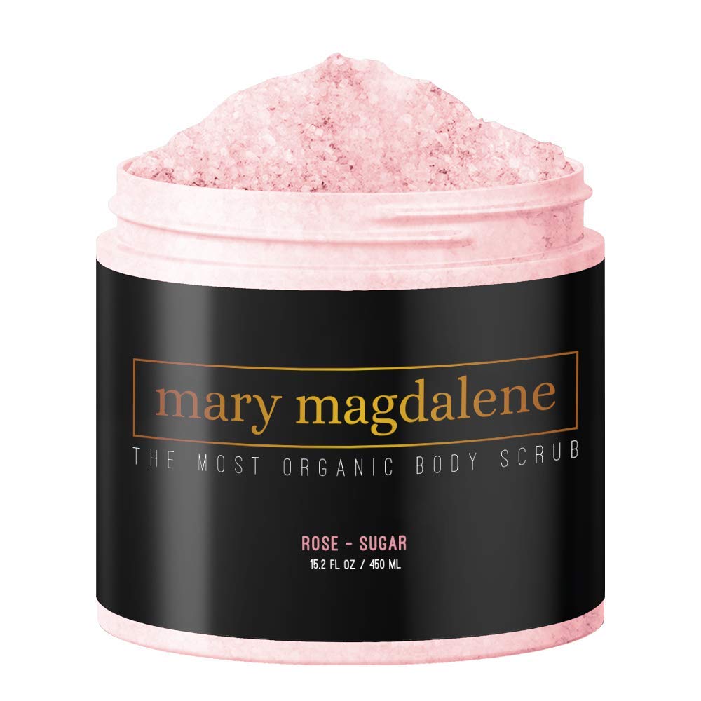 Mary Magdalene Rose & Sugar Body Scrub - 100% Natural, Moisturizing, Sweet Smelling & Organic – 15.2 Fl Oz Premium Exfoliating Body Scrub For Men & Women