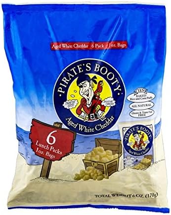 Pirate's Booty Baked Rice and Corn Puffs Aged White Cheddar - 6 PK
