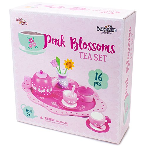 Wood Eats! Pink Blossoms Tea Time Set for Two (16pcs.) by Imagination Generation