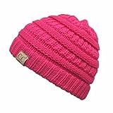 Hatsandscarf CC Exclusives Solid Ribbed Children Beanie (YJ-847-KIDS) (New Candy Pink)