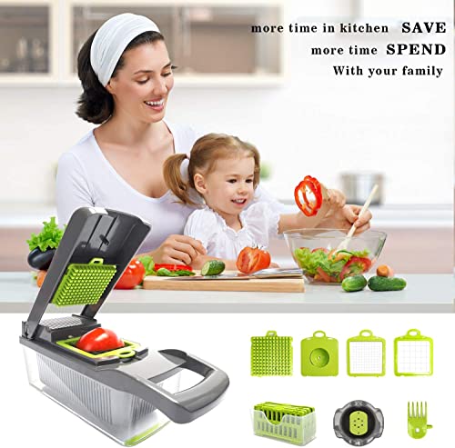 12 in 1 Vegetable Chopper Onion Chopper Food Chopper - Multi Vegtable Chopper Salad Chopper Fruit Slicer Cutter Carrot Chopper Chip Slicer Potato Chopper - Useful Chopping Tool Kitchen Items