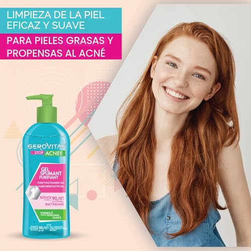 Gerovital Stop Acne Purifying Facial Cleansing Gel for Oily and Acne Skin, Control of Sebum and Antibacterial Action, Non-Drying, Gentle and Effective Cleansing, 150 ml
