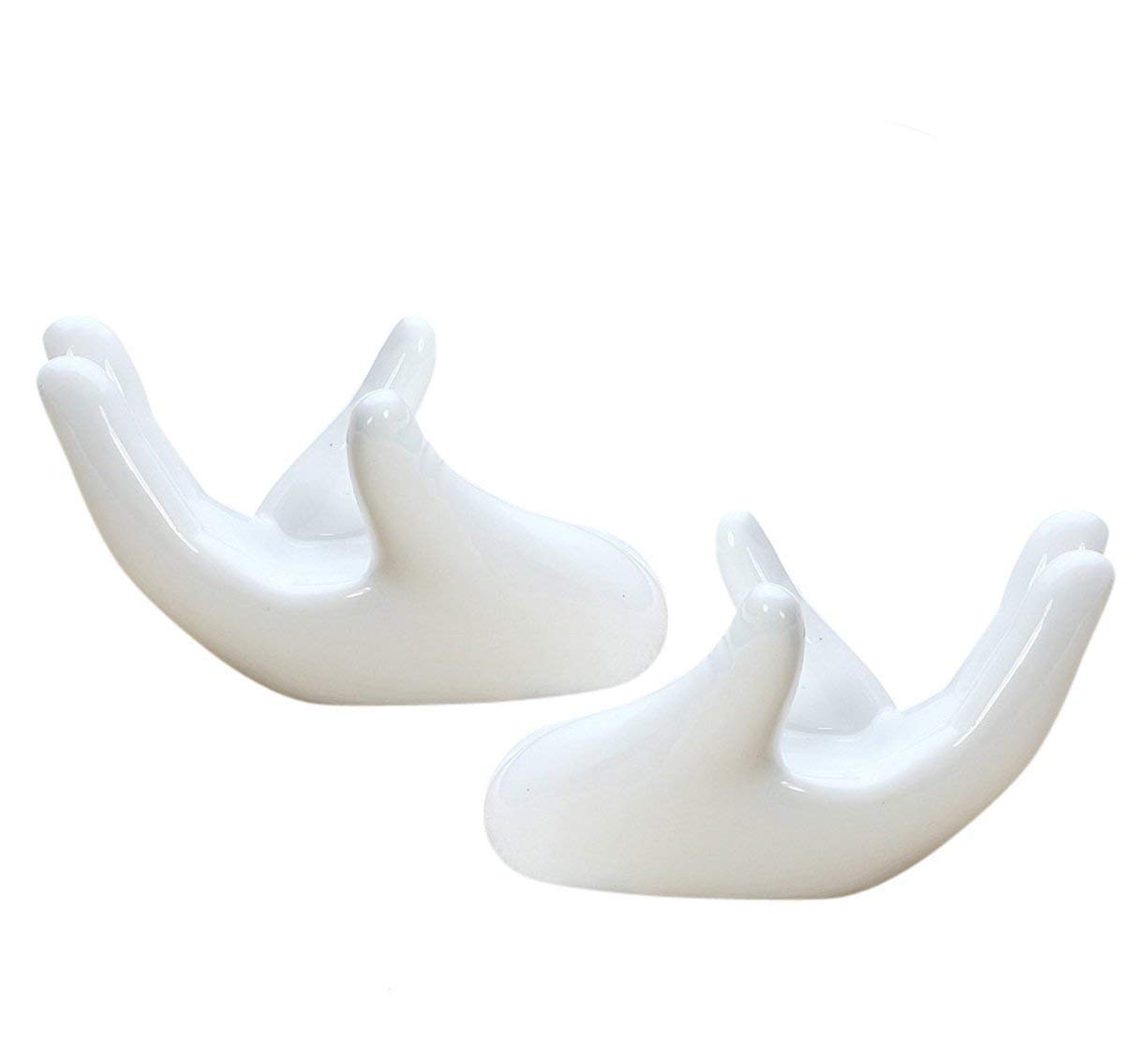 Set of 2 White Ceramic Handcrafted Hand Holder Support Stand For 6 Holes /12 Holes Zelda Ocarina