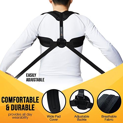 Fit Master Royal Premium Back Posture Corrector Clavicle Shoulder Support Brace for Women &amp; Men &amp; Kids Comfortable Wide Pad Medical Device To Improve Bad Posture Forward Head, Kyphosis (S~M(25"~35"))