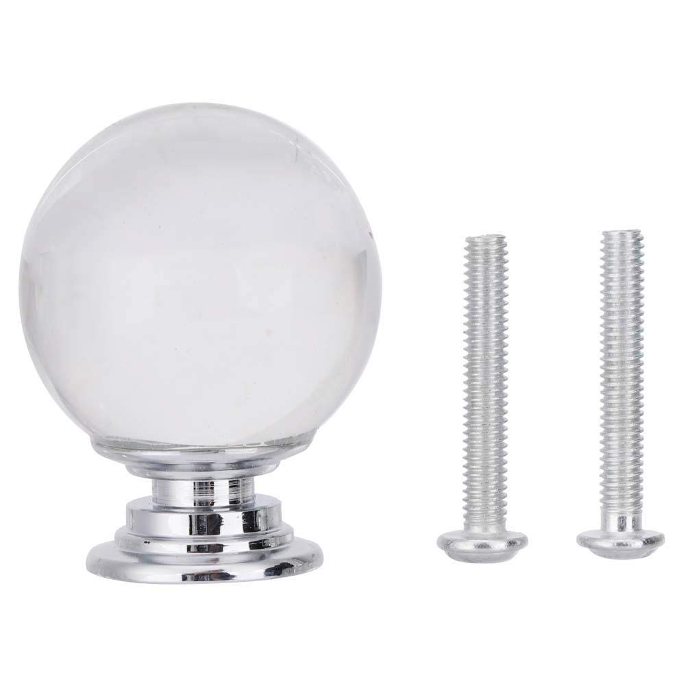 FTVOGUE Clear Crystal Glass Door Knobs Ball Shape Crystal Glass Pull Handle Cabinet Drawer Cupboard Knob 30mm